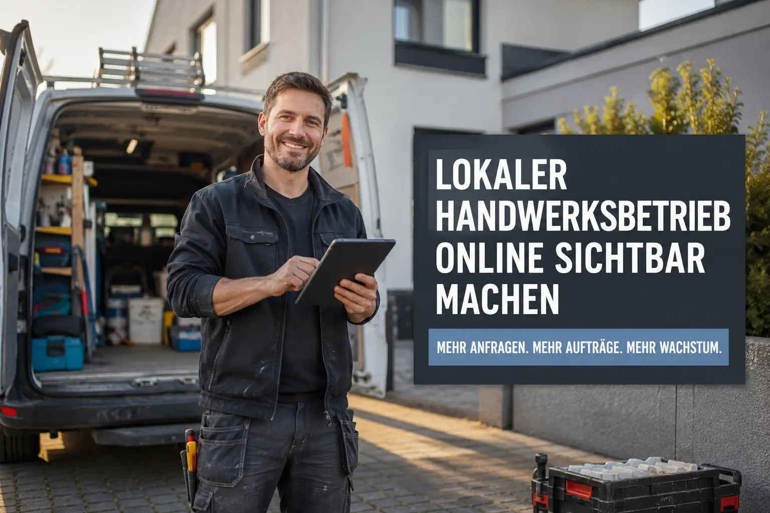 Handwerker vor seinem Werkstattfahrzeug